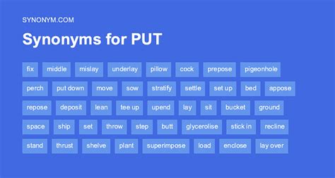 puts thesaurus|Put Synonyms: 64 Synonyms and Antonyms for Put .